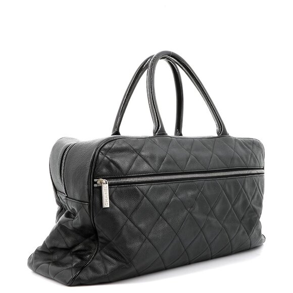 Authentic CHANEL CC Caviar XL Travel Bag Bowler Bag Tote Weekender Boston Duffle - Picture 5 of 15
